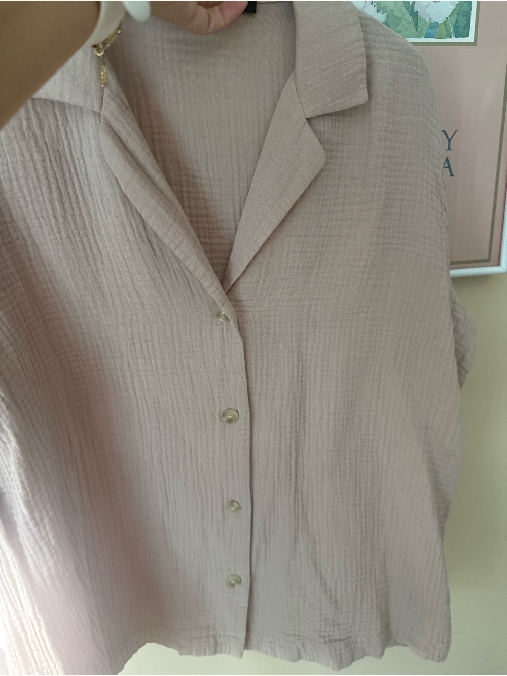 Jenni Kayne light pink gauze button down shirt size Small - Picture 7 of 8